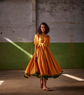 A Model Wearing Yellow Pure Cotton Simmering Sunshine curated by Only Ethikal